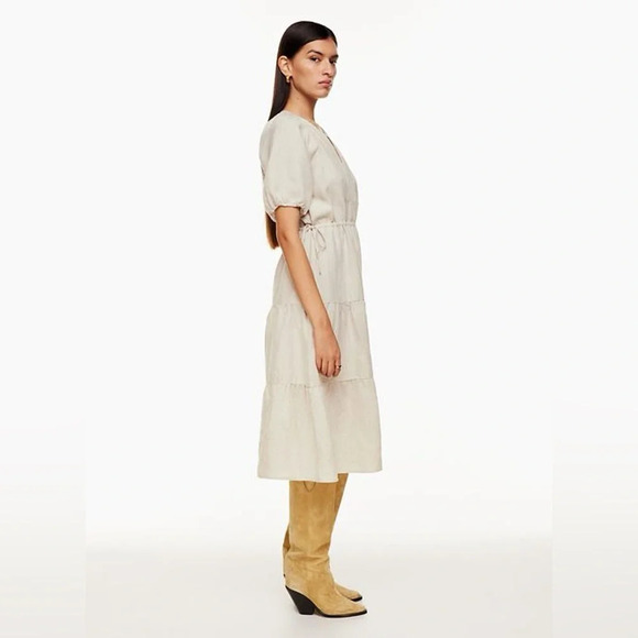 Aritzia Wilfred Decadence Organic Linen Tiered Midi Dress Size 2XS - Picture 12 of 13